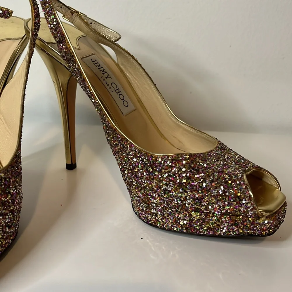 Jimmy Choo platform glitter stilettos‎ size 8.5